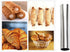 Screw Croissant Molds, VolksRose 12 PCS Non-stick Stainless Steel Waffle Cone Roll Pastry Cream Horn Forms Pancake Making Tool Cannoli Tubes DIY S...