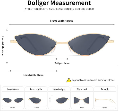 Dollger Cat Eye Cute Sunglasses for Women Men Triangle Vintage Trendy Cool Sun Glasses...