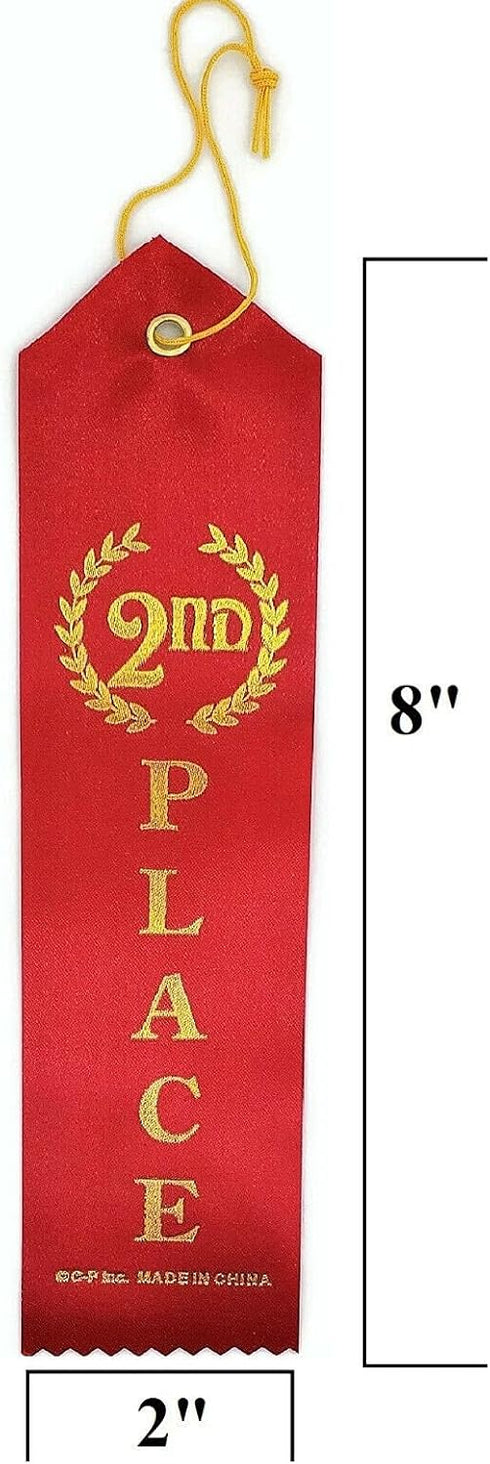 2nd Place (Red) Award Ribbon with Card & String (24 Pack)...