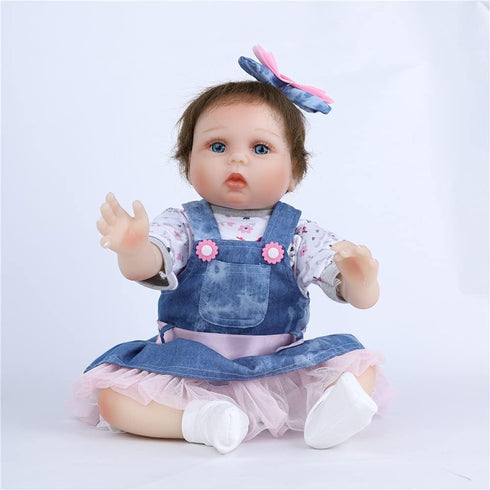 Reborn Baby Doll Clothes for 17-22 Inch Newborn Baby Doll Girl, Baby Doll Clothes Outfit Accessories fit 17-22 Inch Reborn Baby Doll Girl?Denim Sk...