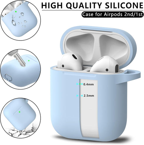 AirPods Case Cover 2&1 with Cleaner Kit,Soft Silicone Protective Cover for Apple AirPods 2nd/1st Generation Charging Case with Keychain,Shockproof...