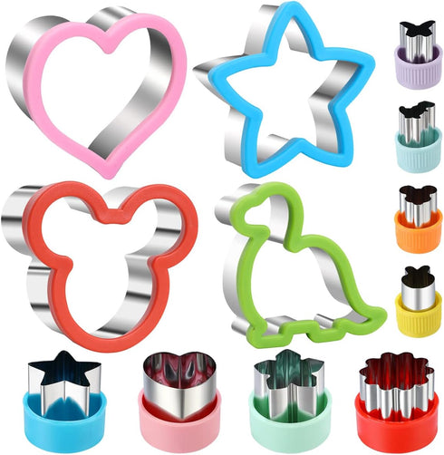 Elfkitwang Sandwich Cookie Cutters Set, Dinosaur,Heart,Star,Mouse,Sandwich Knife Cookie Knife Vegetable Cutter Food Grade Cookie Mould.(12Pcs)...