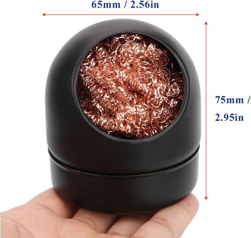 Portable Solder Iron Tip Cleaners Metal Base Holder Station Cleaning Ball with 3 Soldering Cleaning Wire Soft Coiled Copper for Cleaning Soldering...