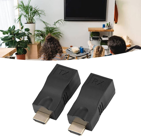 WESE 2X HDMI 30m to RJ45 Network Cable Extender Converter Repeater Over CAT-5e CAT6, TX Transmitter and RX Receiver HDMI Extender, 1080P 4k 2k HDM...