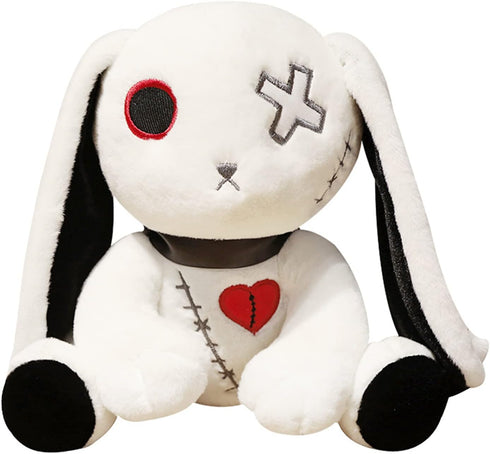 Rabbit plush doll, crazy rabbit plush toy, Halloween scary rabbit stuffed animal long ears standing toy, suitable for fans Easter Christmas birthd...