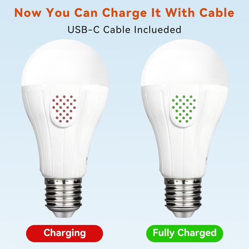 Neporal MagicGlow Rechargeable Light Bulbs with Remote, 3 Hue Shift + Dimmable Battery Powered Light Bulbs, USB Rechargeable, A19 Standard Size Em...