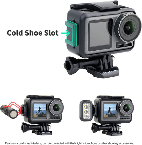 Frame Case for DJI Osmo Action Skeleton Housing Protective Shell Cage with Cold Shoe Mount Photography Vlog Accessories Kit for DJI Action 1...