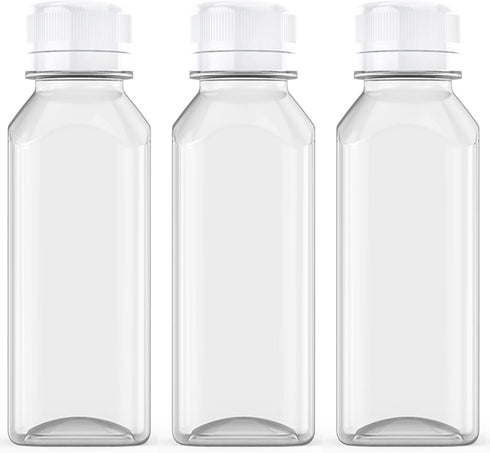 Axe Sickle 3 Pcs 8 Ounce Juice Bottles Plastic Milk Bottles Bulk Beverage Containers with Tamper Evident Caps Lids White for Milk, Juice, Drinks a...