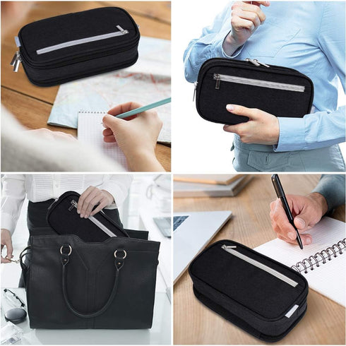 Big Pencil Case Large Capacity Pencil Bag Pouch High Storage Pen Holder Marker Makeup Bag for Office Desk Supplies Stationery Organizer Adults (Bl...