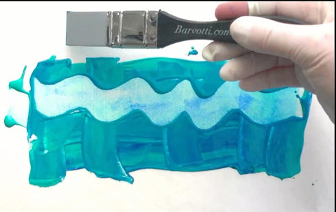 Barvotti Silicone Color Shaper Brush (Mottler) - a Flat Sharp-Edged Flexible Tool to Apply, Move and Remove Acrylic Paints and Water Based Medium ...