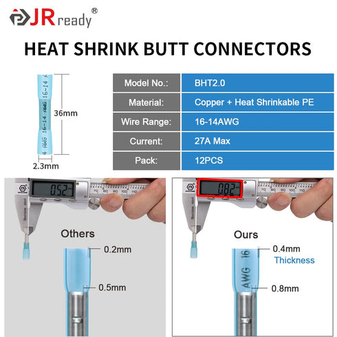 JRready Deutsch 2 pin Connector Kit dt Pigtail ST9019-3Sets 2 Wire Way Automotive Waterproof Wire Connectors with 12pcs Butt Connector, Deutsch Pi...