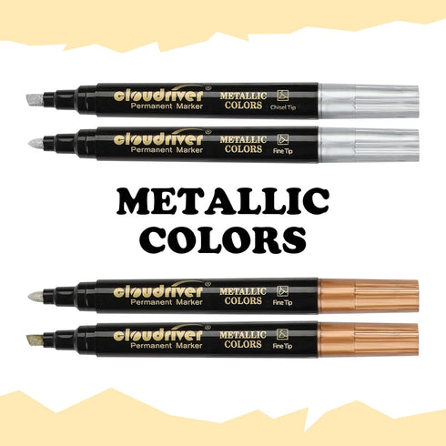 Metallic Permanent Markers, Gold and Silver Metallic Marker Pens, 24 Count, Fine and Chisel Point For Rock Painting, Black Paper, Card Making, Scr...