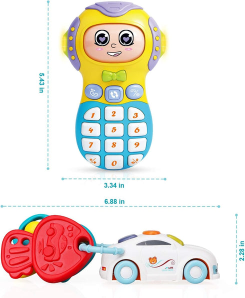 TOY Life Baby Cell Phone Toy with Baby Keys Baby Musical Toy Phone Toy Keys Toy Remote for Baby with Sound Effect Volume Control Baby Light Up Toy...