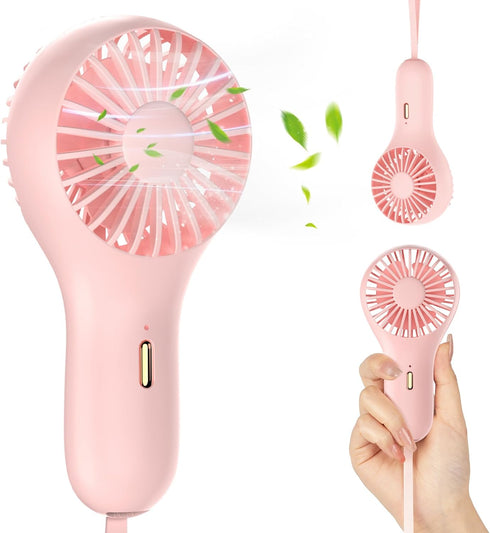 Handheld Fan Mini Portable Fan: Personal Hand Held Fan, USB Rechargeable Small Portable Fan, 3 Speeds Pocket Mini Fan, Powerful Makeup Eyelash Fan...