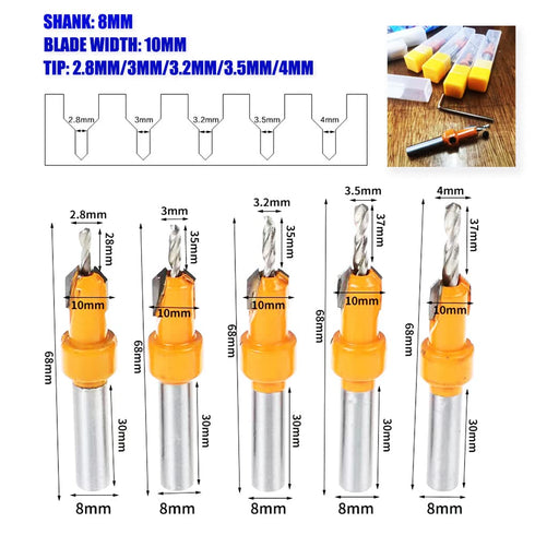 Countersink Drill Bit Set for Wood with Hex Key Wrench, 8mm Shank,10mm Countersink Diameter, Woodworking Counter Sinker Drill Bit Set Timber Carpe...