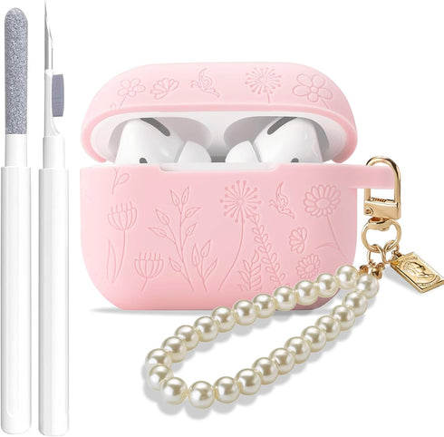 for Airpods Pro 2nd Generation Case Cover with Cleaner Kit, Silicone Skin Airpod Pro Protective Case with Luxury Pearl Keychain for IiPods Pro 2/1...