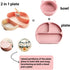 Silicone Suction Plate for Baby, Bibs, Spoon, Fork, Baby Eating Essentials, Toddler plate and Utensils Set(Silicone Baby Feeding Set - Mushroom - ...