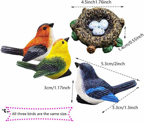 1 Set Mini Bird Decoration Micro Landscape Bird Moss Landscape Ornament Resin Bird's Nest Egg Fairy Animal Cute Model for Garden Micro Landscape H...