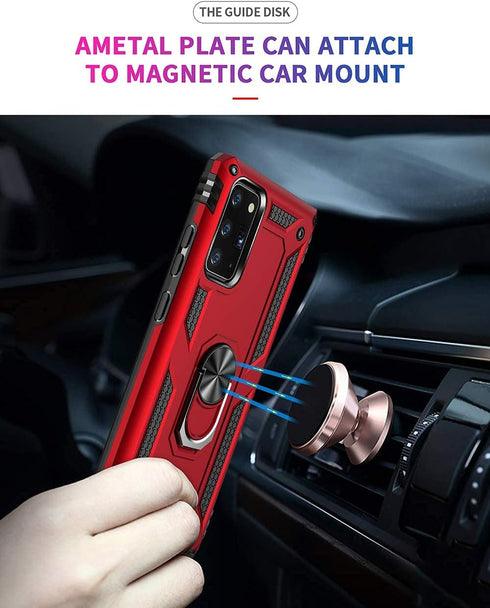Military Grade Drop Impact for Samsung Galaxy Note 20 Case 360 Metal Rotating Ring Kickstand Holder Armor Heavy Duty Shockproof Case for Galaxy No...