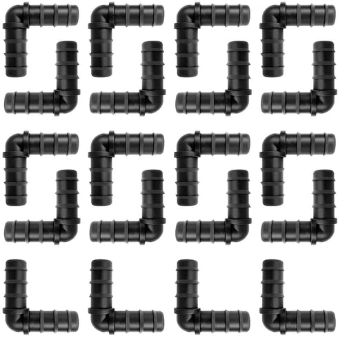 20 Pieces drip irrigation hose connectors, black elbow, applicable to 1/2 inch (16mm) hose, with barb connector...