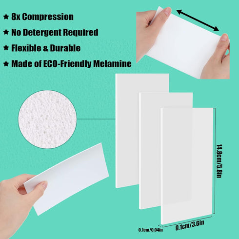 200 Pack Eraser Sheets Disposable Cleaning Sponge Thin Melamine Foam Sponge Eraser Nano White Eraser Wipes for Bathroom Kitchen Dish Furniture, Ha...