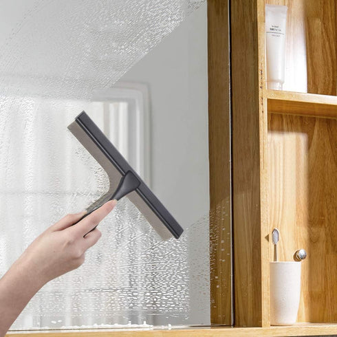 HIWARE All-Purpose Shower Squeegee for Shower Doors, Bathroom, Window and Car Glass - Black, Stainless Steel, 12 Inches...
