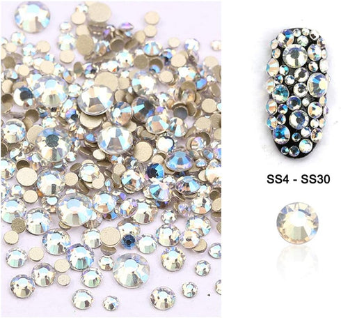 Dowarm 2650PCS Glue Fix Glass Flat Back Crystal Rhinestones, 6 Sizes 1.5mm 2mm 2.8mm 4mm 4.8mm 6.5mm, Non Hotfix Flatback Crystals for Crafts Nail...