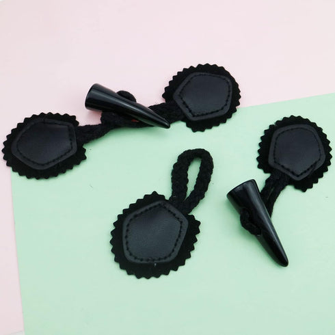 Aswewamt 6 Sets Pu Leather Sew-On Toggles Closure with Resin Horn Button Sewing Accessories for Coat Clothing Jacket, Sweater, Windbreaker...