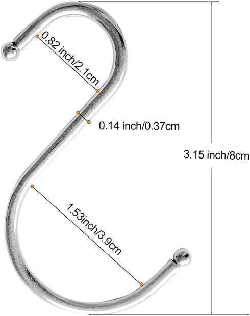 SumDirect S Hooks for Hanging - 100P 3inch Stainless Steel S Shaped Hooks,Metal Silver S Hooks...