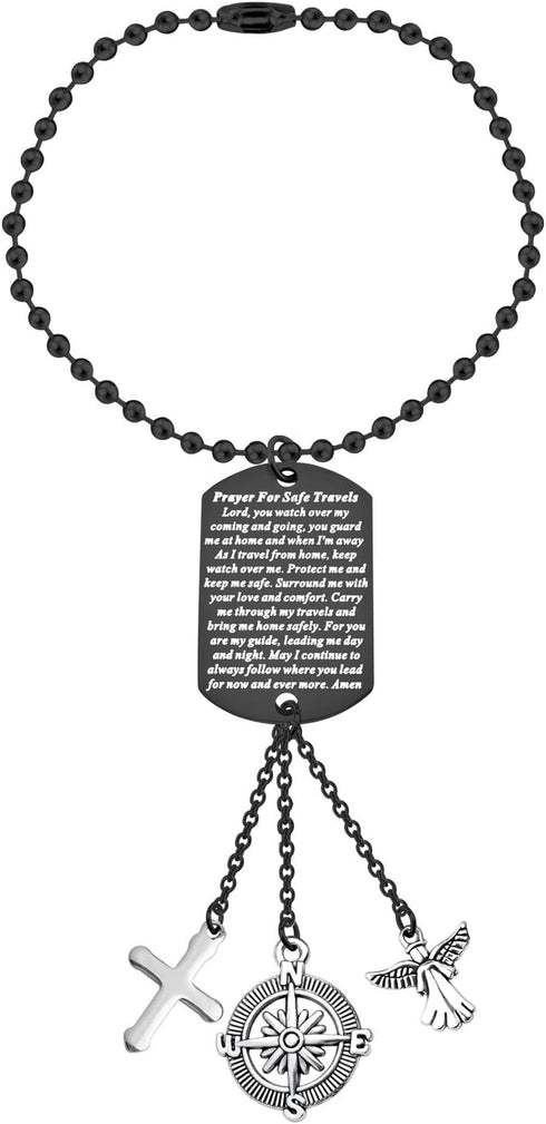 AKTAP Guardian Angel Car Pendant Prayer for Safe Travels Car Interior Car Rear View Mirror Hanging Vehicle Interior Gift for Divers (Safe Travels ...
