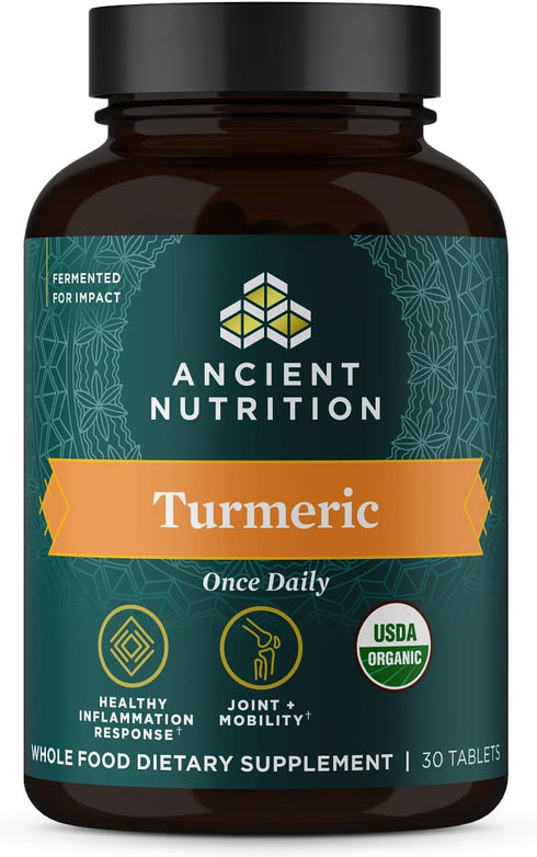 Turmeric Capsules by Ancient Nutrition, Once Daily, Use as a Joint Supplement and Supports Inflammation, Gluten Free, Paleo and Keto Friendly, 30 ...