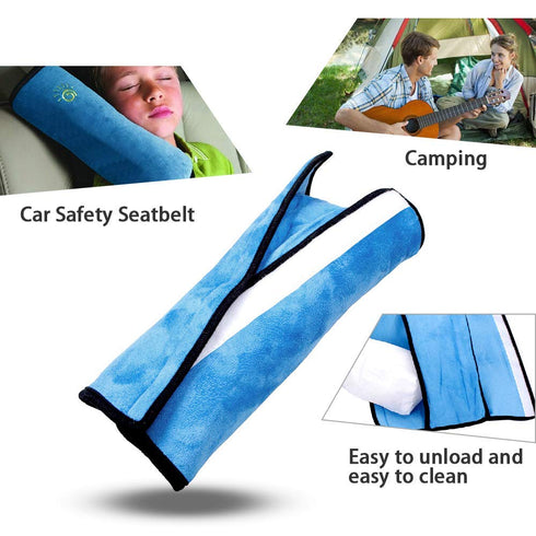 2PC Blue Seat Belt Pillow for Kids, Baby Seatbelt Pillow, Carseat Pillow Protector for Toddler Travel, Kids Travel Seat Belt Pillow, Seatbelt Stra...