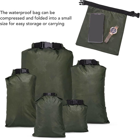 VBESTLIFE Waterproof Dry Sacks, 1.5L, 4L, 5L, 7L, 10L 5Pcs Storage Dry Bag for Outdoor Swimming Camping Rafting Kayaking Rafting Boating Hiking Ke...