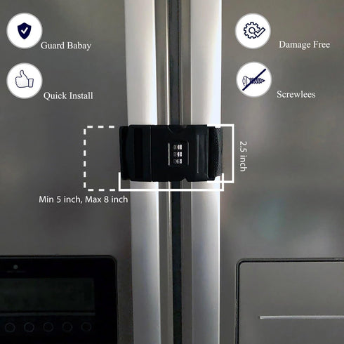 Premium Child-Proof Safety Bundle: 6 Sets of Adjustable Sliding Cabinet Door Code Locks & 2 Sets Fridge Freezer Lock Latch – Secure, Easy Install,...