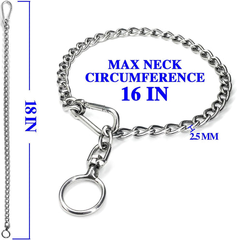 Dog Chain Collars 304 Stainless Steel Metal Chew Proof Dog Necklace Anti Winding Dog Leash Extension Lead for Small Medium Large Dogs Training and...