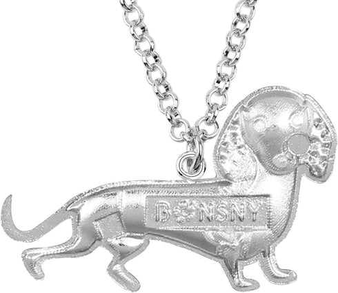 BONSNY Statement Enamel Rhinestone Chain Dachshund Dog Necklaces Pendant Original Design for Women Jewelry...