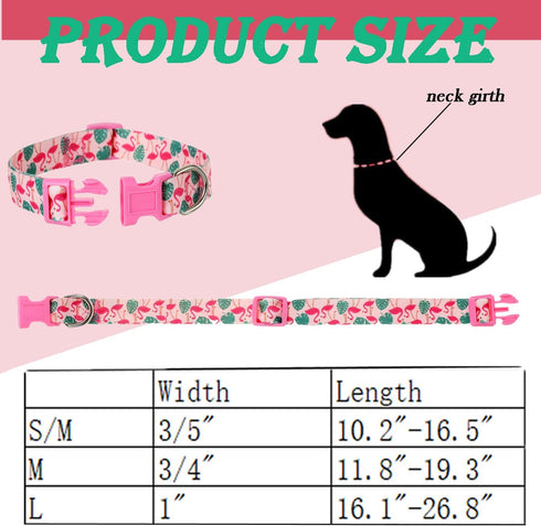Spring Summer Dog Collar 2 Pack, Flamingos Cactus Print Medium Dog Collar, Hawaiian Collar for Boy Girl Dogs...