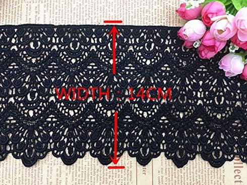14CM Width Europe Long Pattern Inelastic Embroidery Lace Trim,Curtain Tablecloth Slipcover Bridal DIY Clothing/Accessories.(4 Yards in one Package...