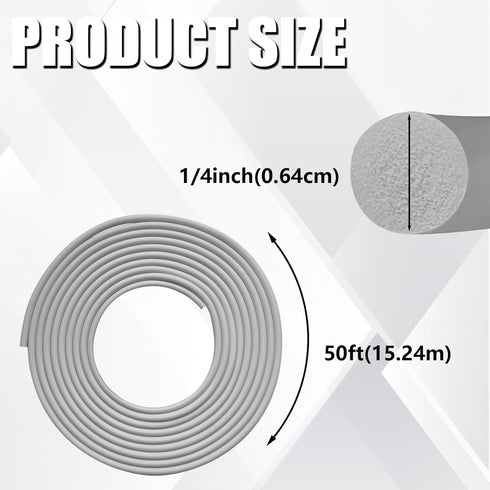Backer Rod 1/4 Inch, EPDM Rubber Foam Caulk Saver 50' Grey Weather Strip Seal for Concrete Joints, Wall Cracks, Driveway and Joint Fillers....