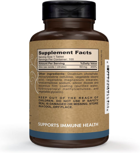 Pomona Wellness Zinc Supplements For Adults, 50mg, Skin Health And Immune Support, Easy To Swallow, For Antioxidant And Overall Health, Vegan, Non...