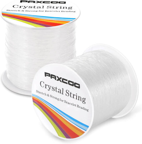 Bracelet String, Paxcoo 2 Rolls Elastic Stretchy Bead String Cord for Clay Beads Kandi Pony Beads Bracelets Jewelry Making (0.8 MM, Crystal)...