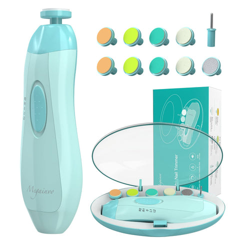 Baby Electric Nail Trimmer with LED Light 10 Grinding Heads Safe Electric Baby Nail File Whisper Baby Nail Polish Grooming Kit for Newborn Toddler...