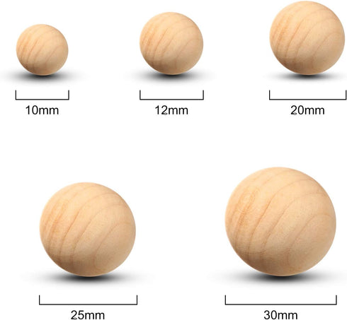 Blulu 88 Pieces Round Wooden Balls for Craft-Unfinished Round Natural Balls for DIY Craft Projects Jewelry Making, 5 Sizes...