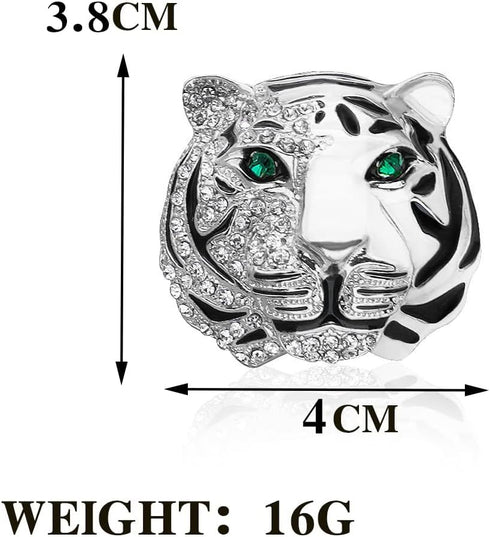 Rhinestone Tiger Head Brooch Pins.Gold Silver Animal Lapel Pin,Charm Lion Coat Collar Brooch for Men Suit Pin...