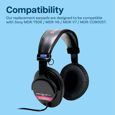 Ear Pads Replacement for Sony MDR-7506 / MDR-V6 / MDR-V7 / MDR-CD900ST Headphone by MMOBIEL - Memory Foam and Protein PU Ear Pad Cushions - Earpad...