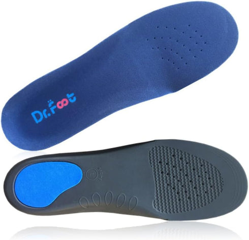 Dr. Foot Full Orthotics Shoe Insoles - Arch Support Inserts Correct Flat Feet, Over-Pronation, Fallen Arch (L - W10.5-12 | M9.5-11) Blue&Black...