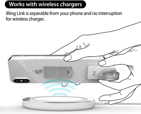 iRing Link, Made in Korea, Wireless Charging Friendly Phone Holder - Cell Phone Ring Grip Finger Holder and Stand Compatible with iPhone, Galaxy, ...