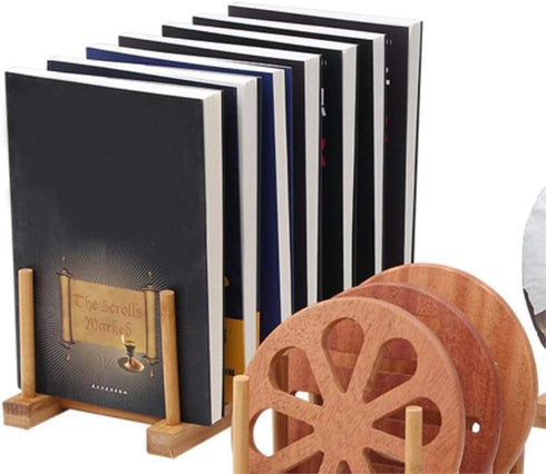 2 Pcs Household Kitchen Natural Bamboo Drain Dish Rack, Multifunctional Cup and Book Storage Rack, 8"(L) x 4.5"(W) x 4.2"(H), 6"(L) x 4.5"(W) x 4....