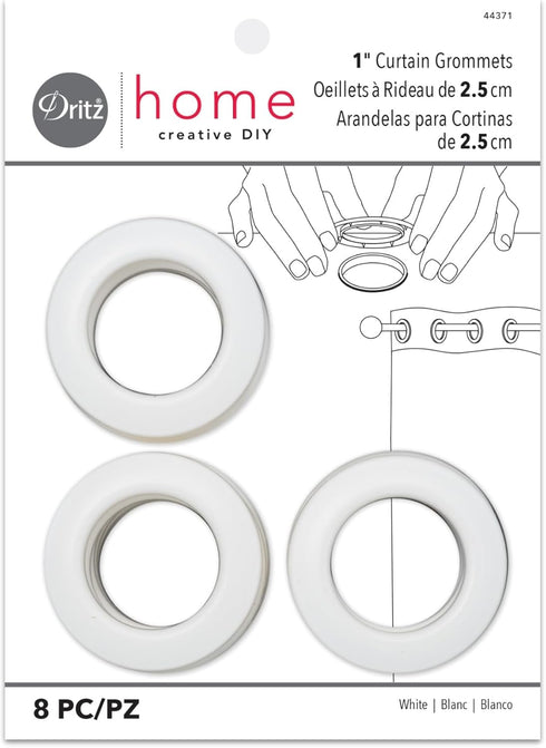 Dritz Home 1" Plastic Curtain Grommets, 8 Sets, White...