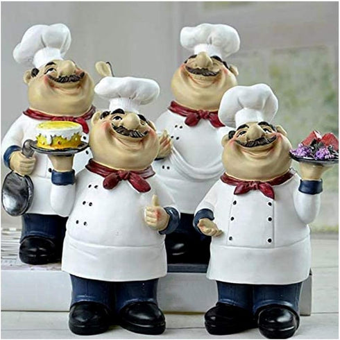 American Holding Spoon Resin Chef Figurine Model Cooking Crafts Statue Ornament for Home Bar Shop Restaurant Coffee Tabletop Kitchen Housewarming ...